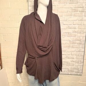 Damir Doma Rare Hooded Asymmetrical Wrap Sweater Size EU 48 M Brown